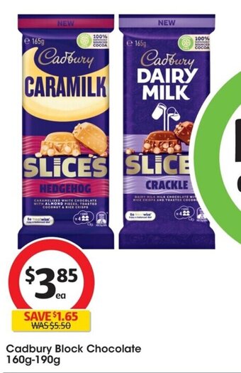 Coles Cadbury Block Chocolate 160g-190g offer