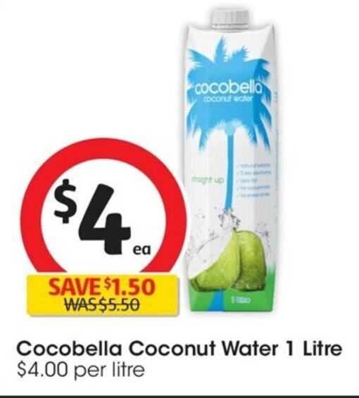 Cocobella Coconut Water 1 Litre offer at Coles