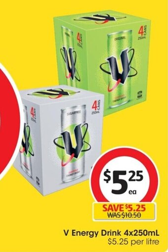 Coles V Energy Drink 4x250mL offer