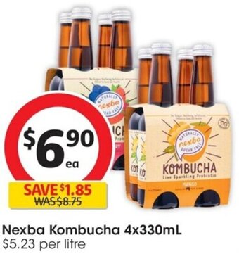 Coles Nexba Kombucha 4x330mL offer