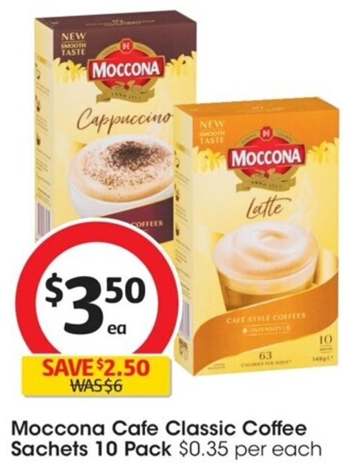 Moccona Cafe Classic Coffee Sachets 10 Pack offer at Coles