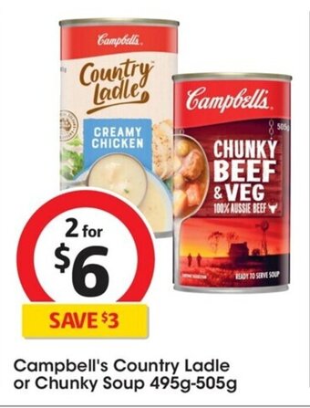 Coles Campbell's Country Ladle or Chunky Soup 495g-505g offer