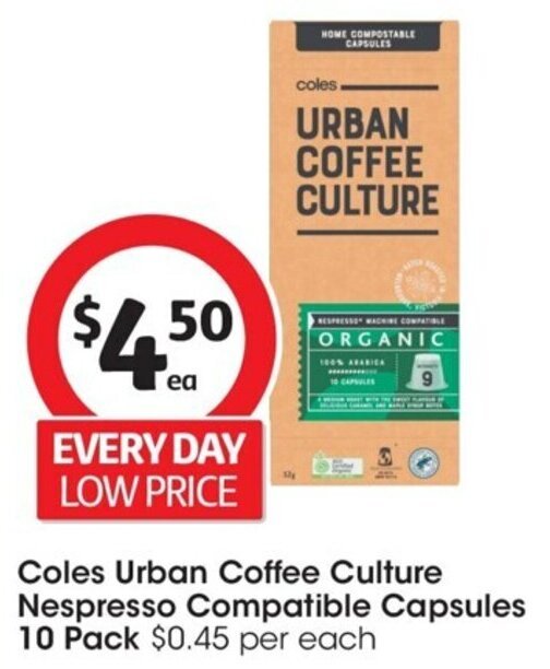 Coles Urban Coffee Culture Nespresso Compatible Capsules 10 Pack offer