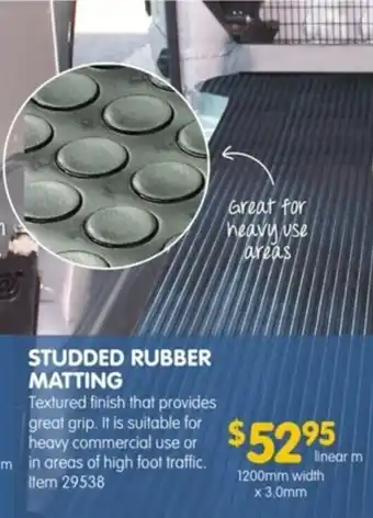 Clark Rubber Studded Rubber Matting 1200mm width x 3.0mm offer