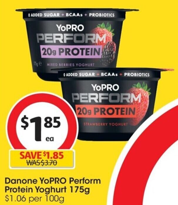 Danone YoPRO Perform Protein Yoghurt 175g offer at Coles