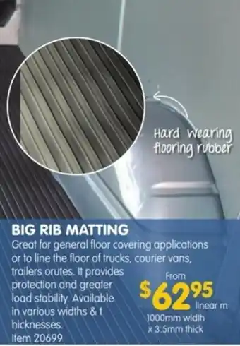 Clark Rubber Big Rib Matting 1000mm x 3.5mm offer