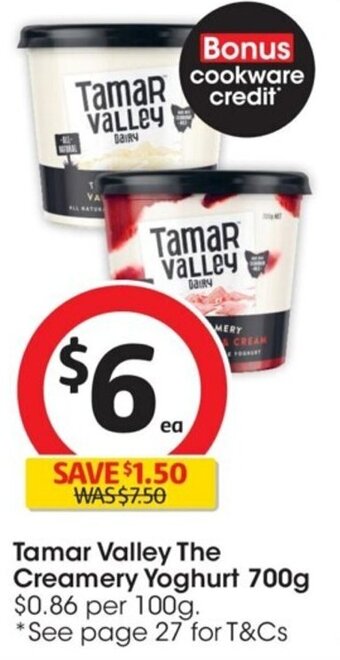 Coles Tamar Valley The Creamery Yoghurt 700g offer