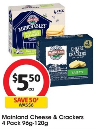 Coles Mainland Cheese & Crackers 4 Pack 96g-120g offer