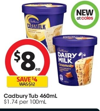 Coles Cadbury Tub 460mL offer