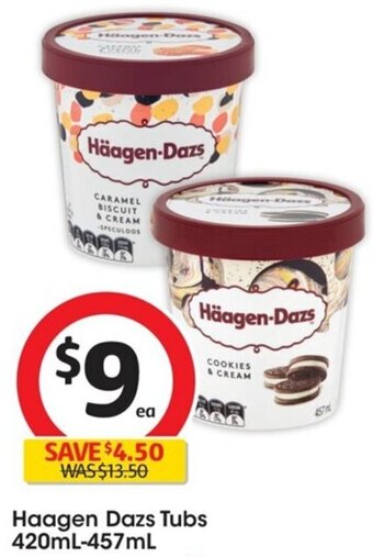 Coles Haagen Dazs Tubs 420mL-457mL offer