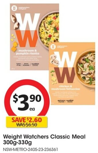 Coles Weight Watchers Classic Meal 300g-330g offer