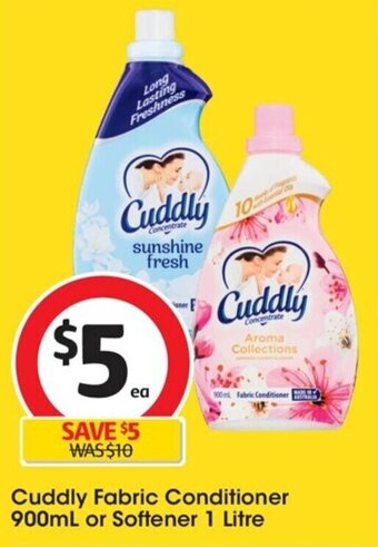 Coles Cuddly Fabric Conditioner 900mL or Softener 1 Litre offer