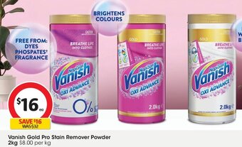 Coles Vanish Gold Pro Stain Remover Powder 2kg offer