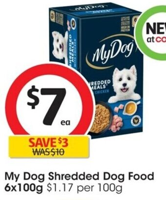 Coles My Dog Shredded Dog Food 6x100g offer
