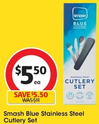 Coles Smash Blue Stainless Steel Cutlery Set offer