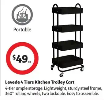 Coles Levede 4 Tiers Kitchen Trolley Cart offer