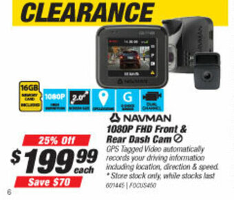 SuperCheap Auto Navman 1080P FHD Front & Rear Dash Cam offer