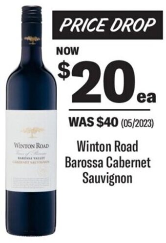 Coles Winton Road Barossa Cabernet Sauvignon offer