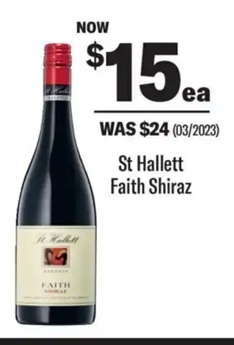 Coles St Hallett Faith Shiraz offer