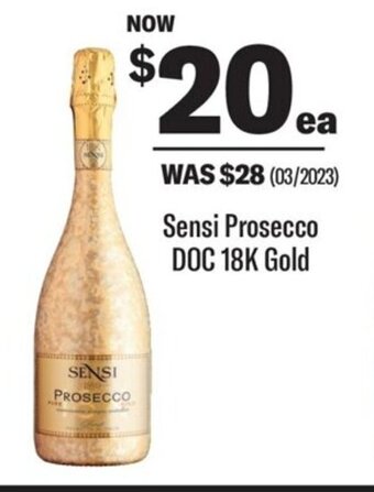 Coles Sensi Prosecco DOC 18K Gold offer