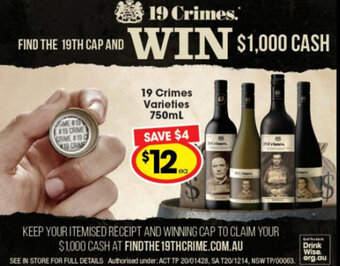 Ritchies 19 Crimes Varieties 750ml offer