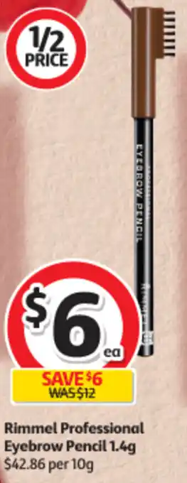 Coles Rimmel Professional Eyebrow Pencil 1.4g $42.86 per 10g offer