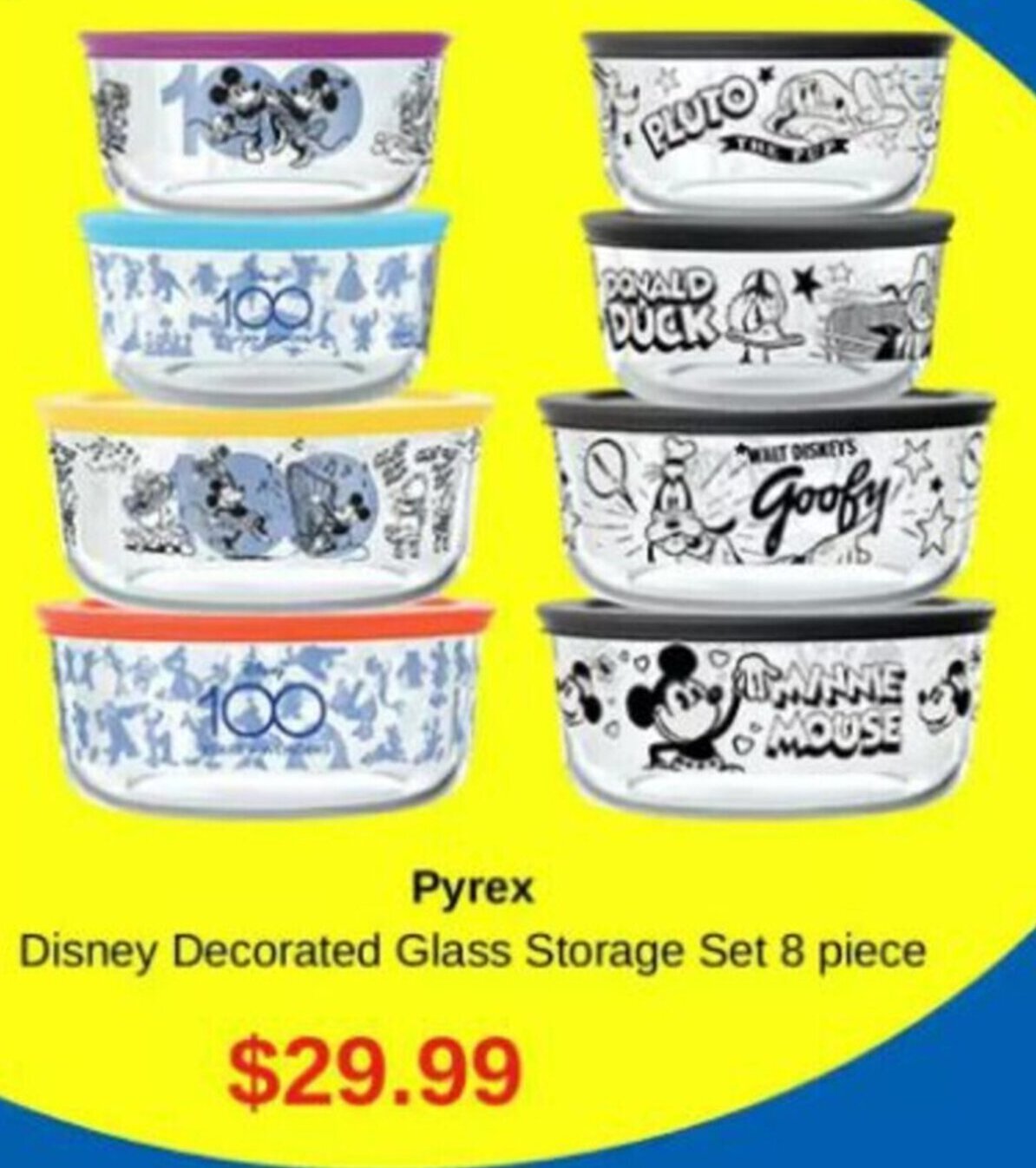 Pyrex Disney Decorated Glass Storage Set 8 piece offer at Costco