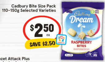 IGA Cadbury Bite Size Pack 110-150g Selected Varieties offer