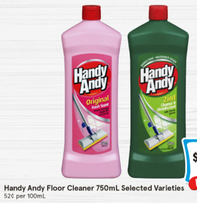 Handy Andy Floor Cleaner 750mL Selected Varieties 52¢ per 100mL offer