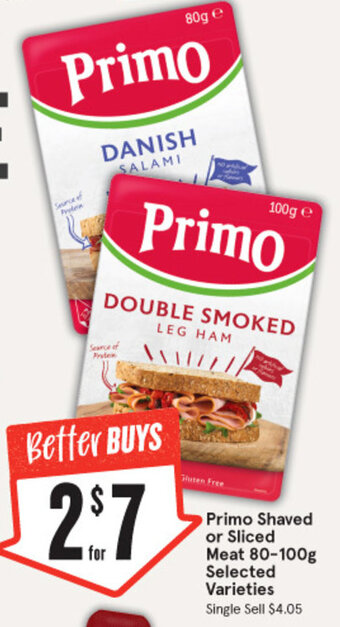 IGA Primo Shaved or Sliced Meat 80-100g Selected Varieties Single Sell $4.05 offer