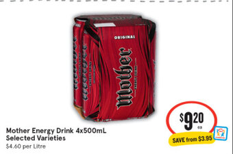 IGA Mother Energy Drink 4x500mL Selected Varieties offer