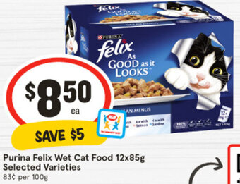 IGA Purina Felix Wet Cat Food 12x85g Selected Varieties offer