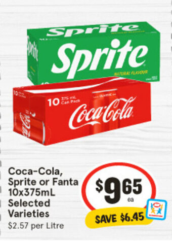 IGA Coca-Cola, Sprite or Fanta 10x375mL offer