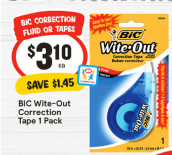 IGA BIC Wite-Out Correction Tape 1 Pack offer