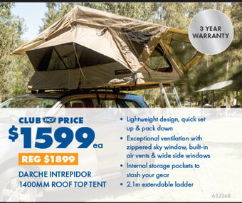 BCF DARCHE INTREPIDOR 1400MM ROOF TOP TENT offer