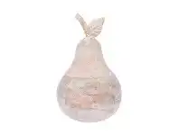 LivingStyles Blanco Mango Wood Pear Sculpture, Large, White Wash offer
