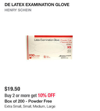 Henry Schein DE LATEX EXAMINATION GLOVE HENRY SCHEIN offer