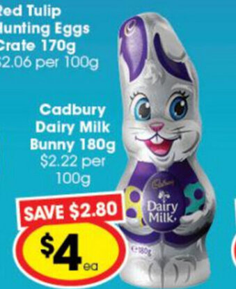Ritchies Cadbury Dairy Milk Bunny 180g offer