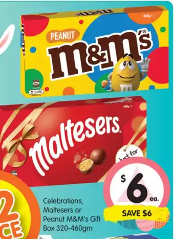 Celebrations, Maltesers or Peanut M&M's Gift Box 320-460g