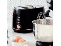 Harris Scarfe Smith+Nobel Slice Toaster Matte Black with Rose Gold Trim offer