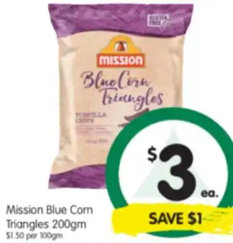 Spar Mission Blue Corn Triangles 200gm offer