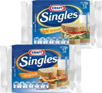 IGA Kraft Singles Original or Light 216g offer