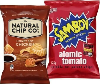IGA The Natural Chip Co. or Samboy Chips 175g Selected Varieties offer