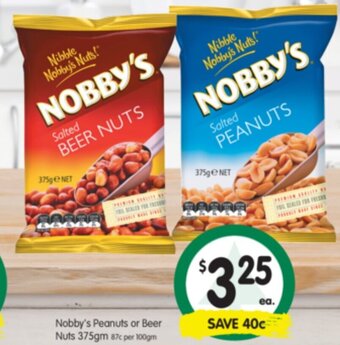 Spar Nobby's Peanuts or Beer Nuts 375gm offer