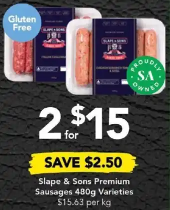 Drakes Slape & Sons Premium Sausages 480g Varieties offer