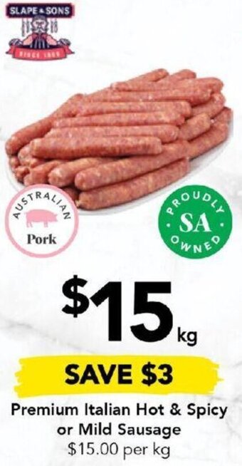 Drakes Premium Italian Hot & Spicy or Mild Sausage offer