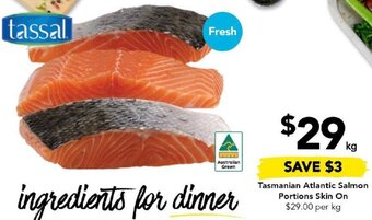 Drakes Tasmanian Atlantic Salmon Portions Skin On offer
