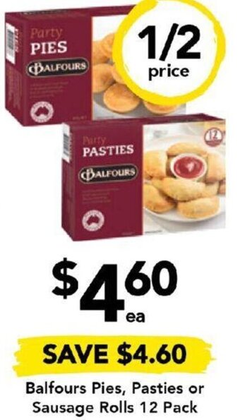 Drakes Balfours Pies, Pasties or Sausage Rolls 12 Pack offer