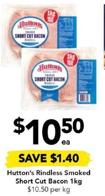 Drakes Hutton's Rindless Smoked Short Cut Bacon 1kg offer