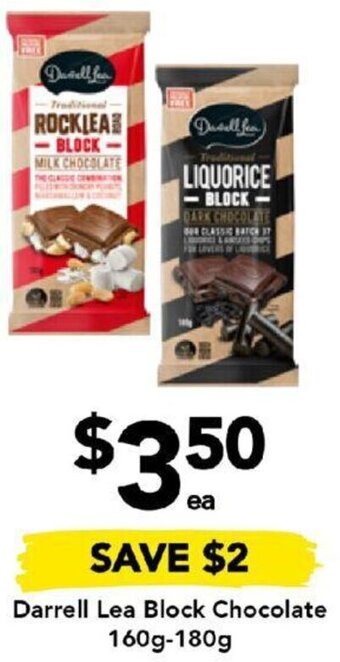 Drakes Darrell Lea Block Chocolate 160g-180g offer